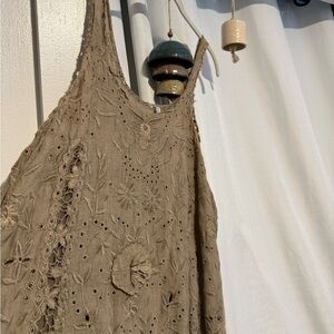 Magnolia Pearl Taupe Embroidered Lace Dress